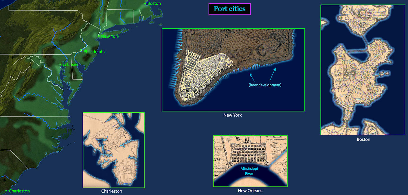Port cities, 1750